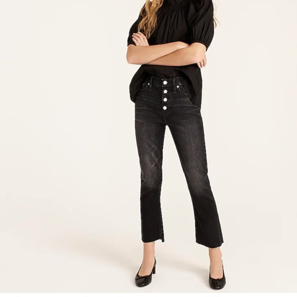 J. Crew 9" demi-boot crop jean in charcoal